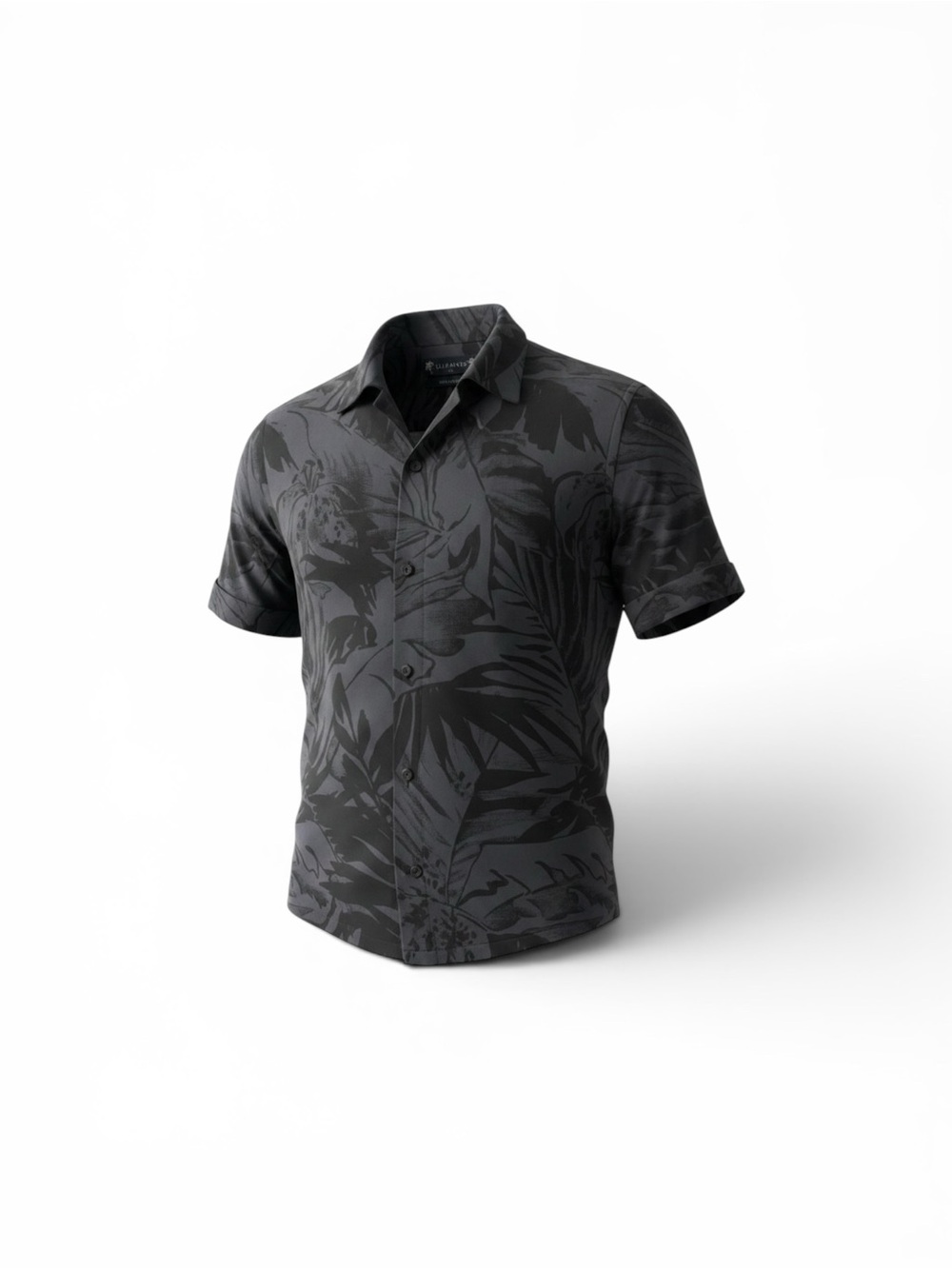 All Saints Men's Black Tropical-Print Short-Sleeve Button-Down Shirt - Picture 1 of 8